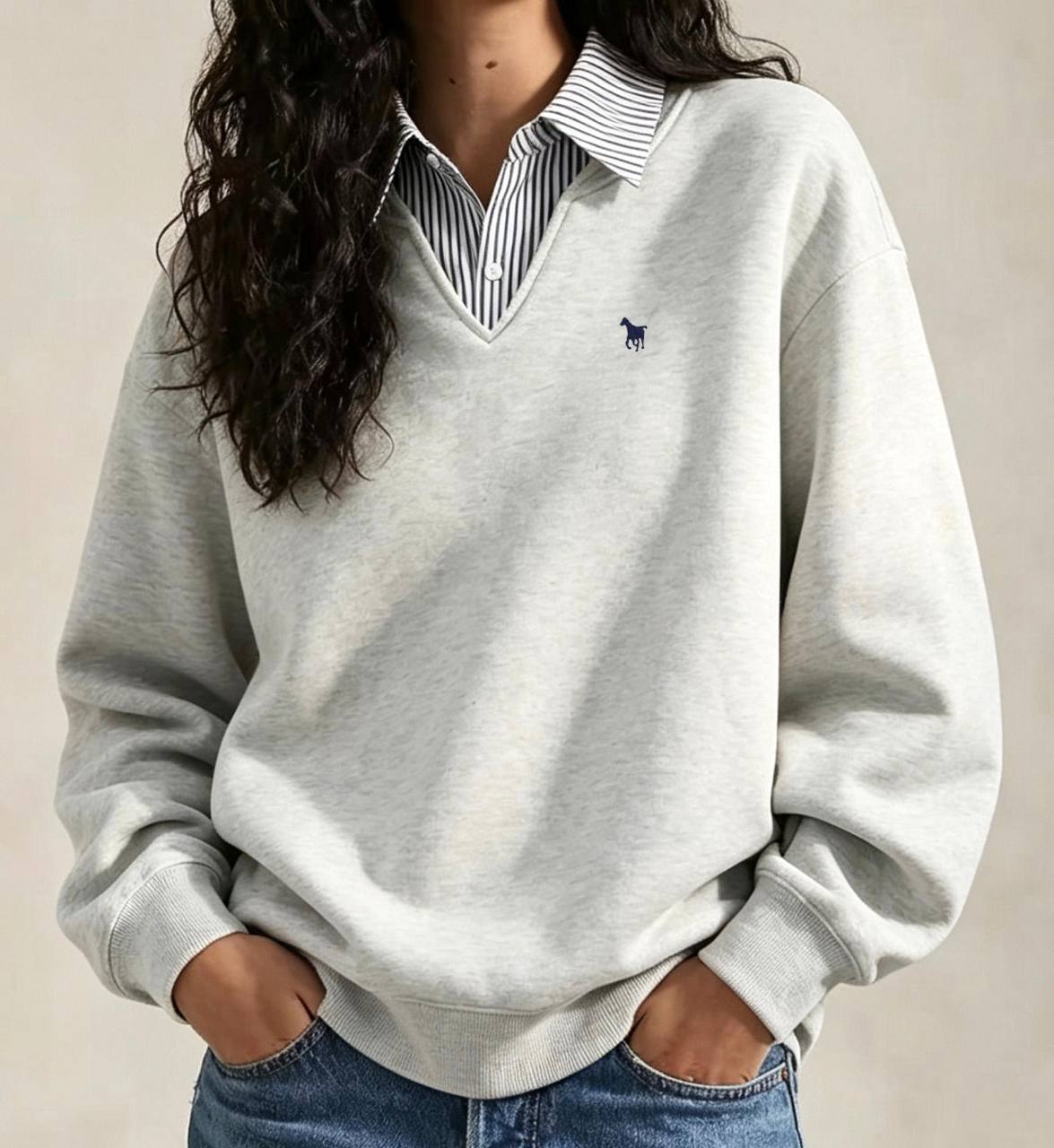 Sudadera cuello en pico polo RL ✨
